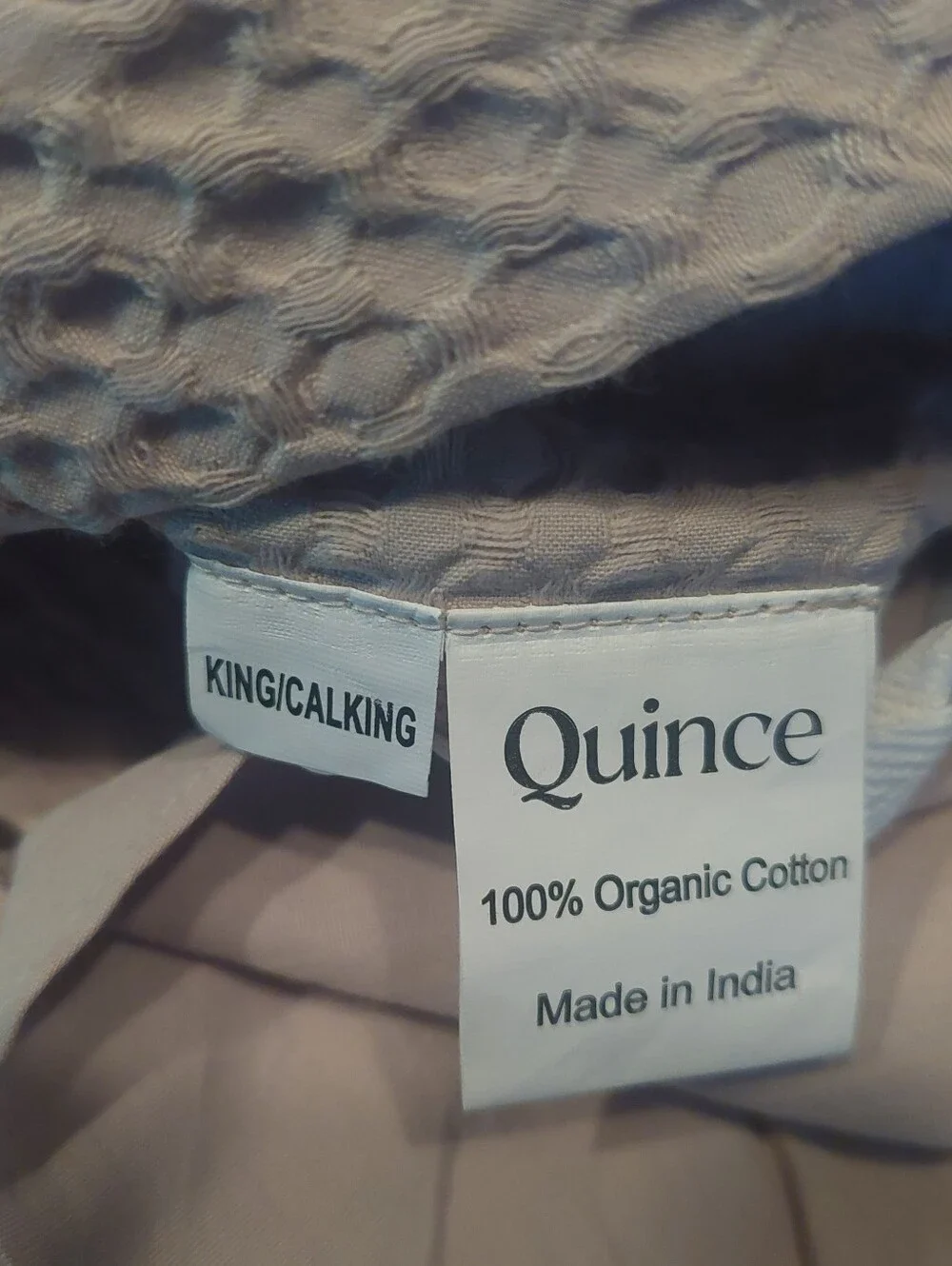 NWOT! Quince 100% Organic Cotton Waffle Sand Duvet Cover! King/ Cal King  (115)